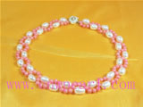 8-9mm rice pearl jewelry with coral jewelry necklace
